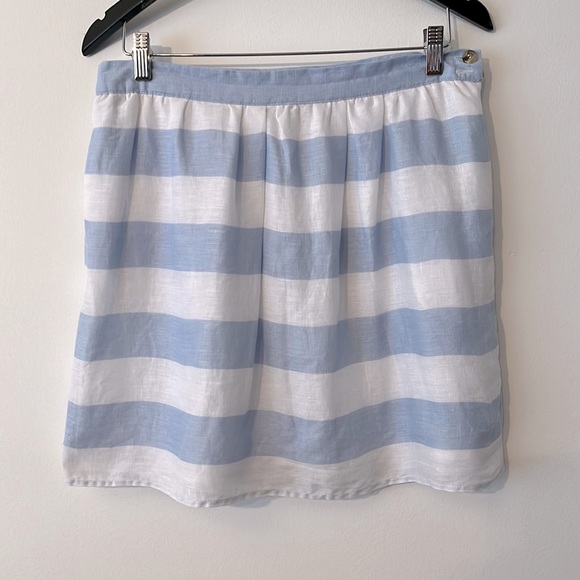 Kenar Linen Blue & White Striped Summer Skirt - Picture 1 of 6